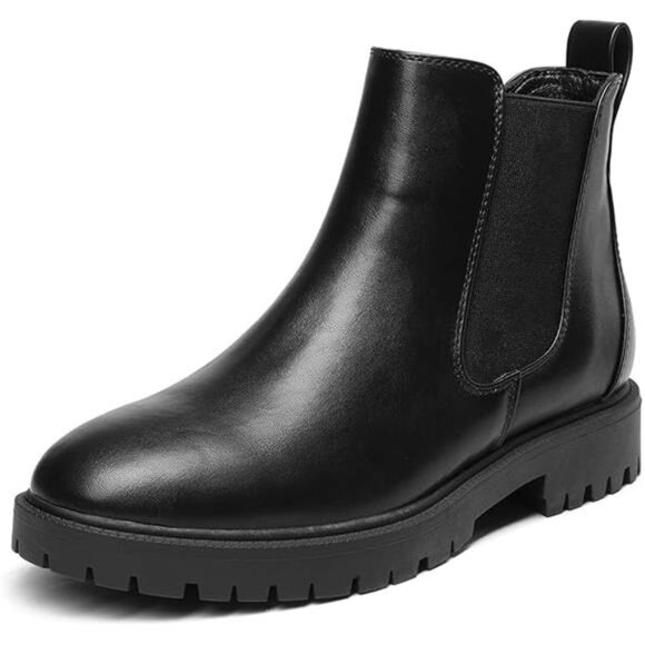 Women's Low Heel Chelsea Ankle Boots Fashion Slip On Elastic Fall Booties Shoes - Picture 7 of 7